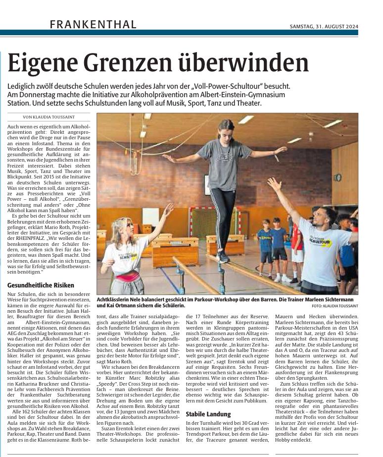 Suchtprävention Zeitungsartikel Carton+Weigel
